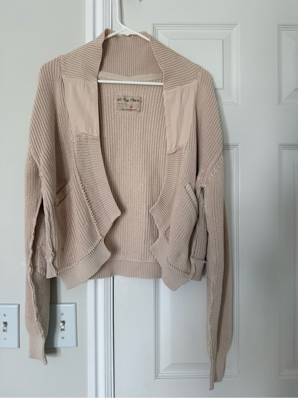 We The Free Beige Open-Front Draped Cardigan